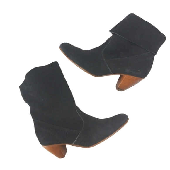 Convertable Black Suede Fold Down Ankle Boots Booties - Picture 13 of 13